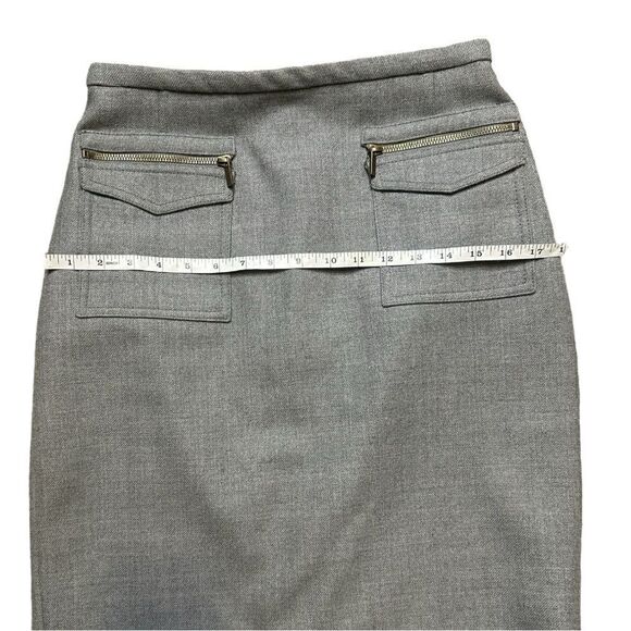 J. Crew Earthy Gray  100% Wool Front Zip Pocket Detail Pencil Skirt Size 12P - Picture 6 of 9